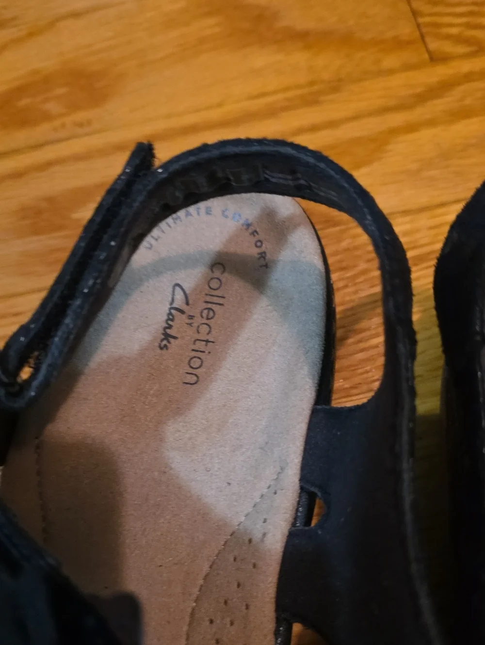 Clarks Black Floral Applique Comfort Sandals - Picture 3 of 6